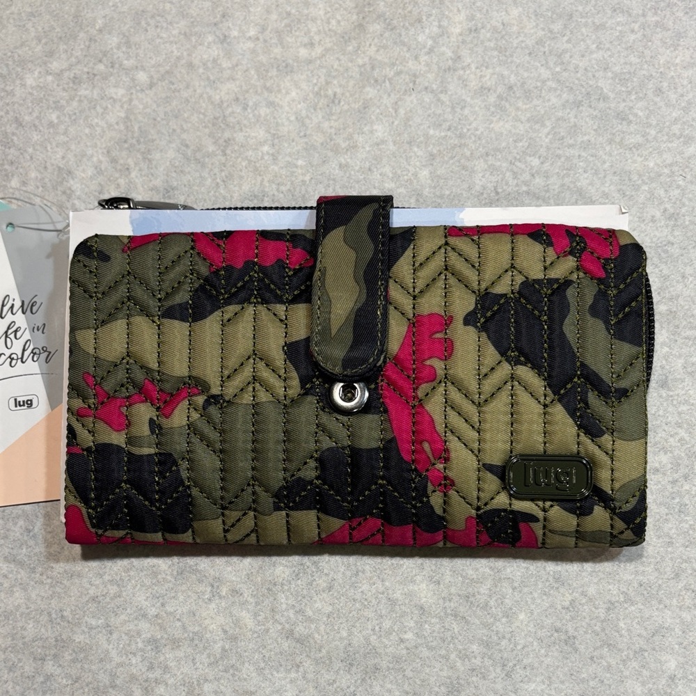 Lug Tram Women's Quilted Camouflage Wallet with Pink Accents - Picture 2 of 5